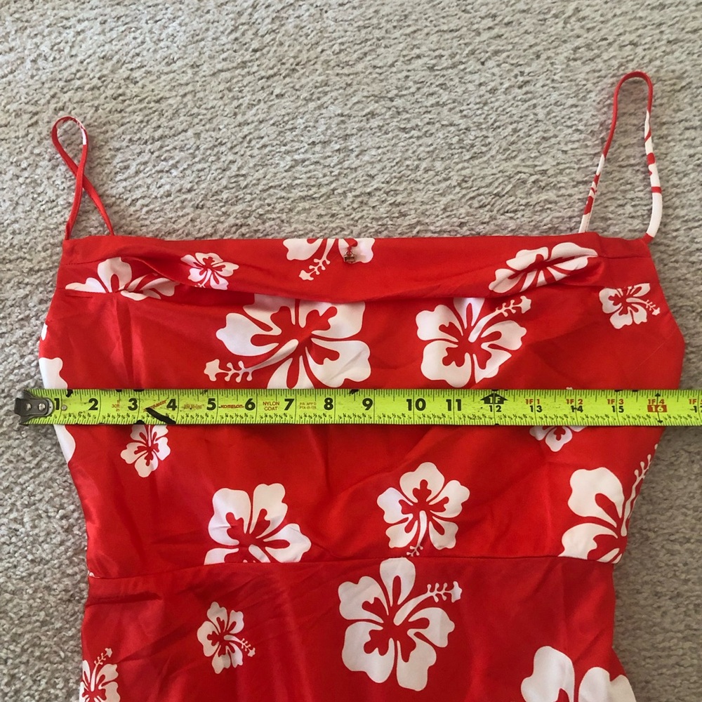 Runaway the label Red White Hawaiian maxi dress spaghetti trap with slit M - Picture 3 of 12